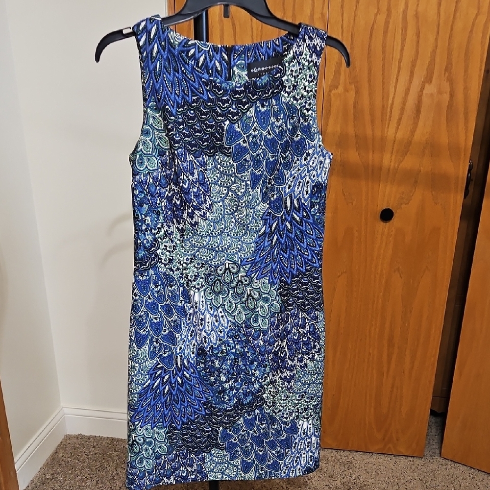 Connected Apparel Blue and Green Mini Dress